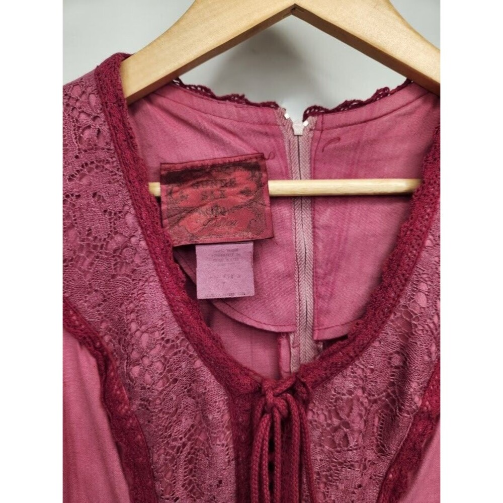 Vintage Gunne Sax Empire Waist Maxi Dress Lace Angel Sleeves Size 7 - Picture 3 of 7